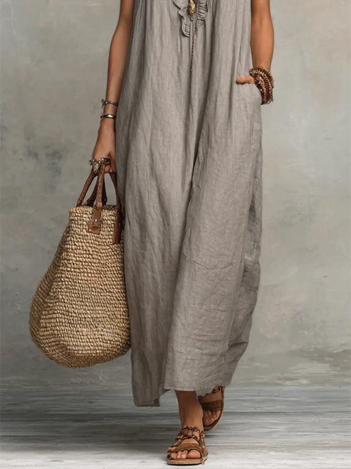 Francine | Women's Ruffle Sleeveless Maxi Dress - Green - Image 10