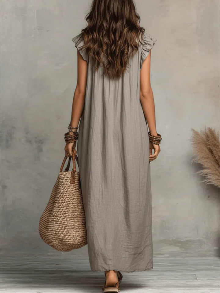 Francine | Women's Ruffle Sleeveless Maxi Dress - Green - Image 8