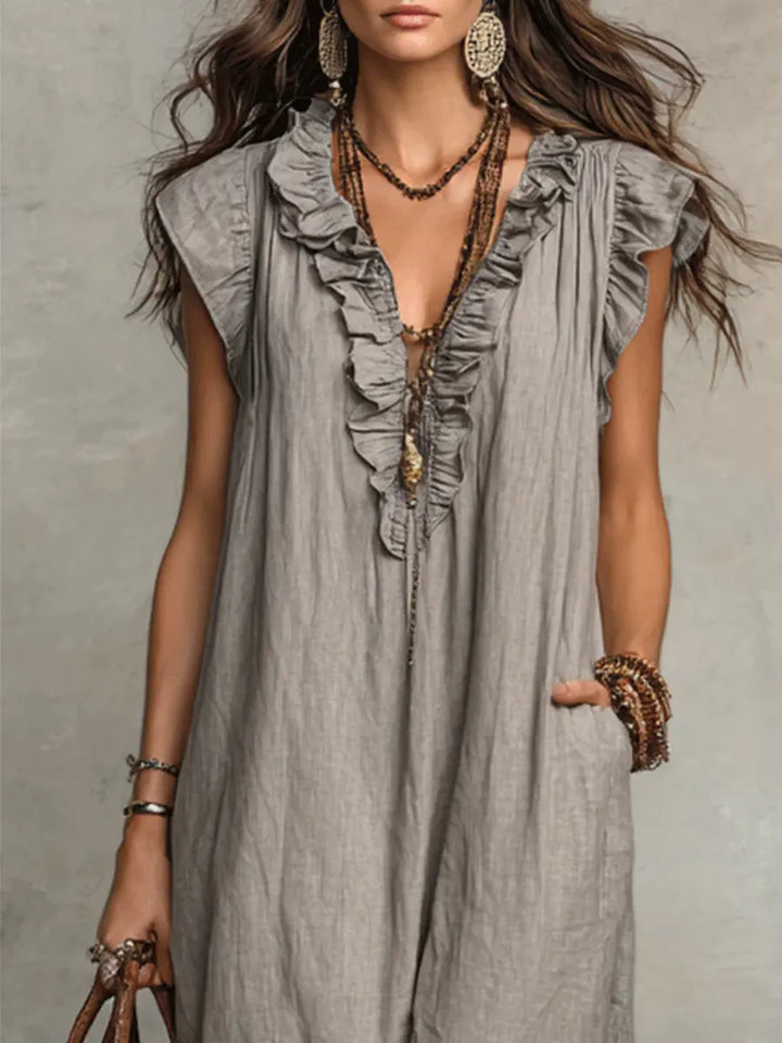 Francine | Women's Ruffle Sleeveless Maxi Dress - Green - Image 9
