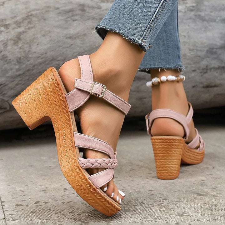 Freya | Women's Braided Platform Sandal - White - Image 3