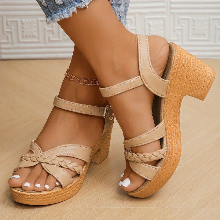 Freya | Women's Braided Platform Sandal - White - Image 4