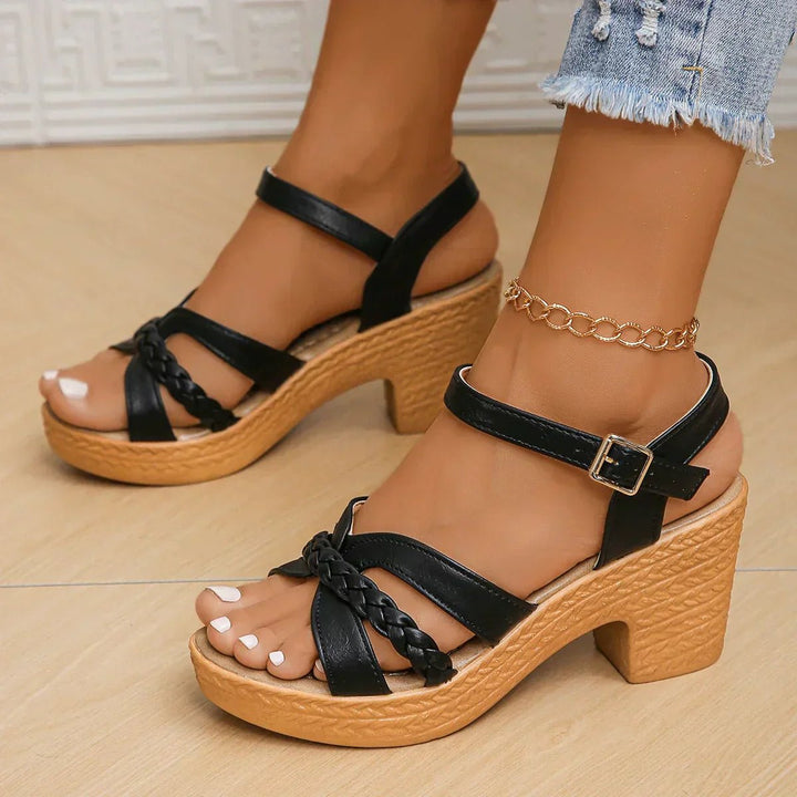 Freya | Women's Braided Platform Sandal - White - Image 6