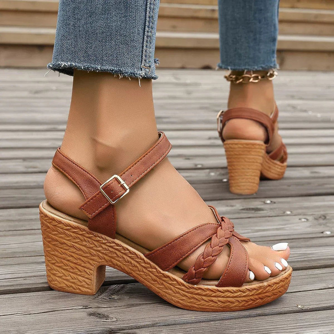 Freya | Women's Braided Platform Sandal - White - Image 9