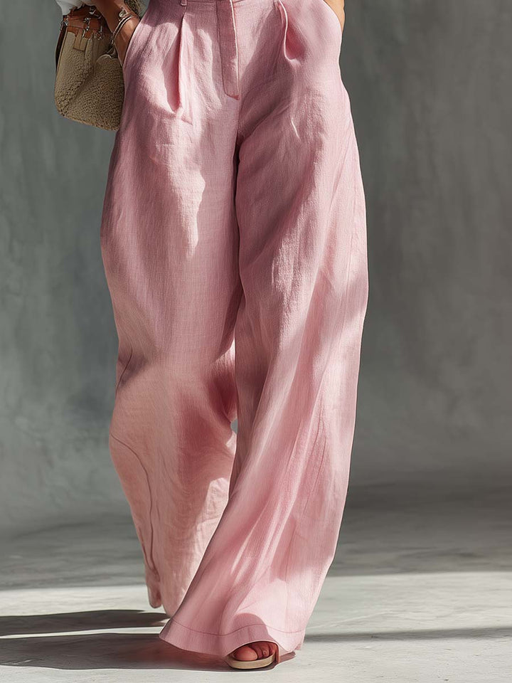 Gwendolyn | Women's Wide Leg Suspender Overalls - Pink - Image 5
