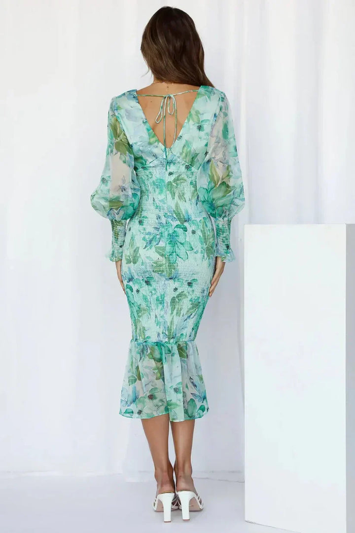 Gabrielle | Women's Floral Flowy Draped Dress Evening