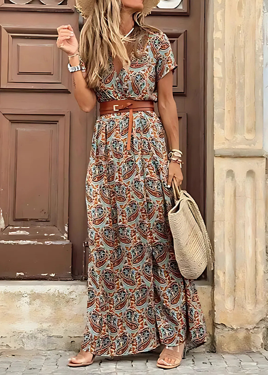 Justine™ | Airy Boho Maxi Dress With Matching Belt