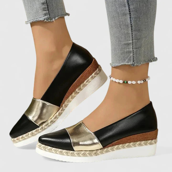 Luna | Women's Metallic Espadrille Wedge Loafers Platform Slip-On