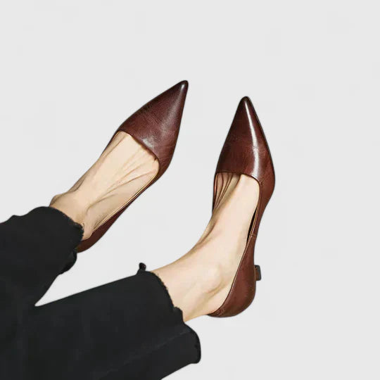 Vera | Women's Pointed Toe Slingback Kitten Heels in Burgundy