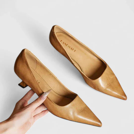 Vera | Women's Pointed Toe Slingback Kitten Heels in Burgundy