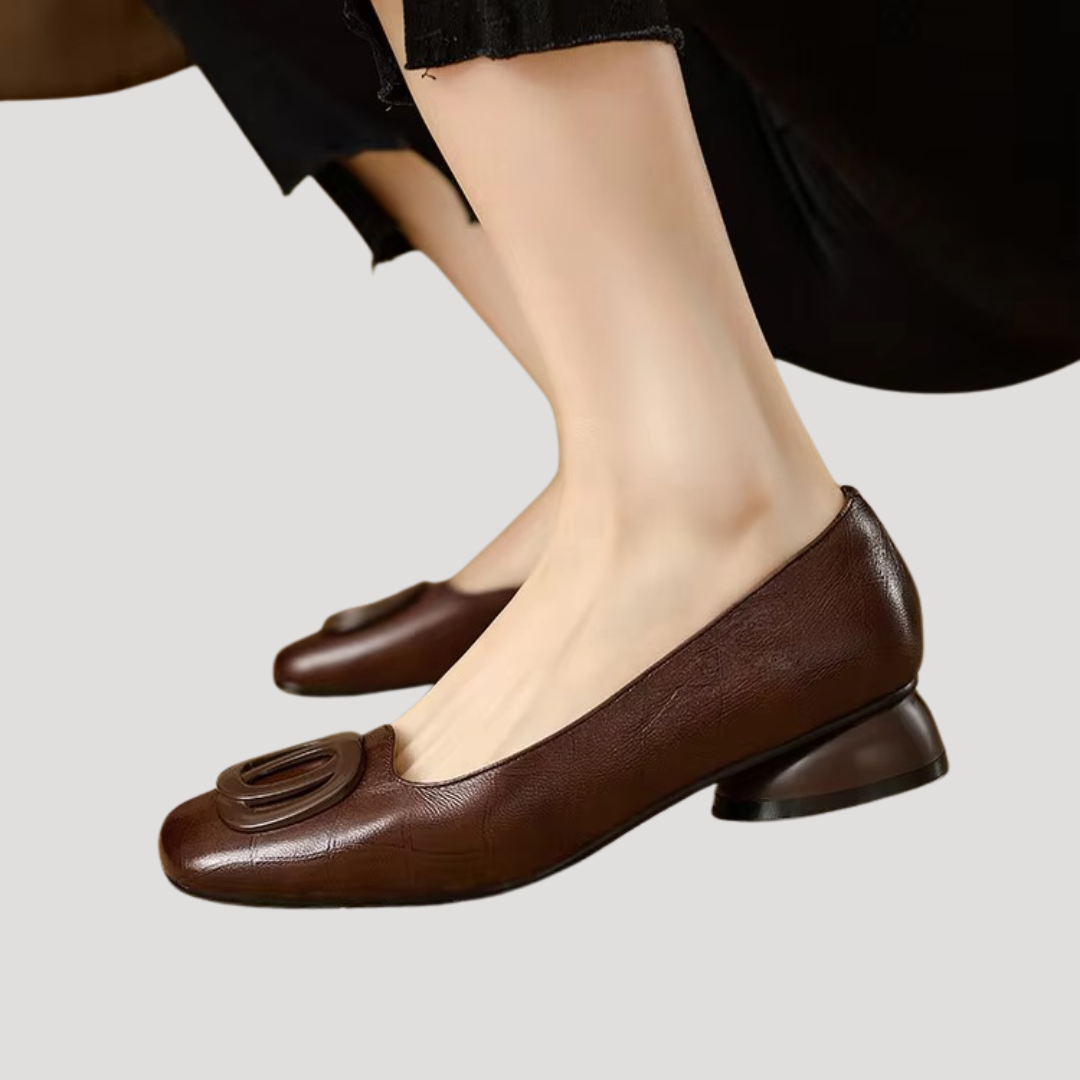 Imogen | Women's Square Toe Slip On Flat Shoes - Black - Image 4