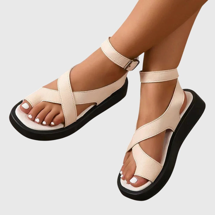 Imogen | Women's Strappy Gladiator Platform Sandals - Orange - Image 3