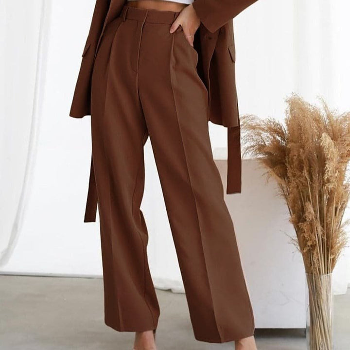Iris | Women's High Waisted Wide Leg Pants - Green - Image 2