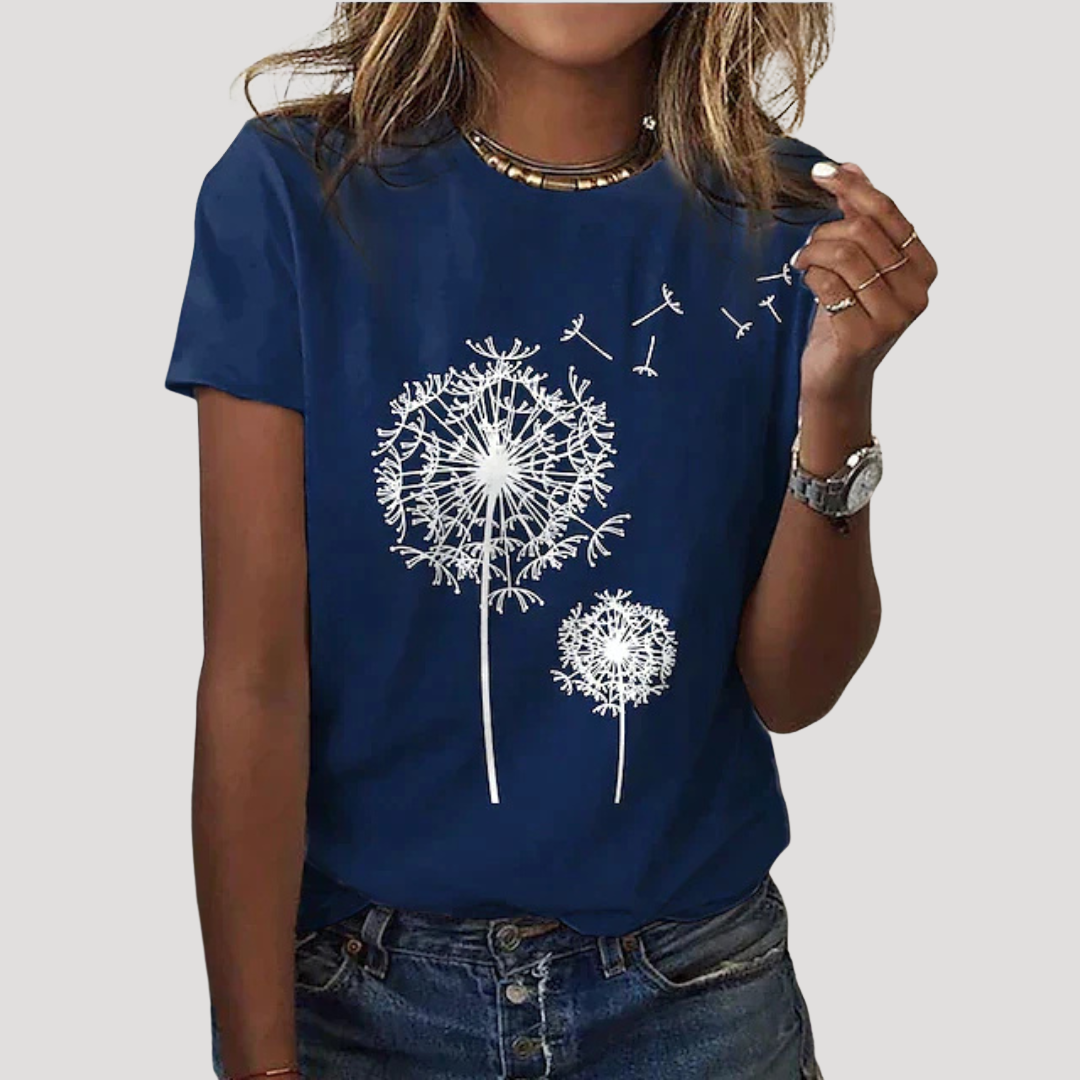 Isadora | Women's Dandelion Graphic Short Sleeve Tee - Black - Image 5