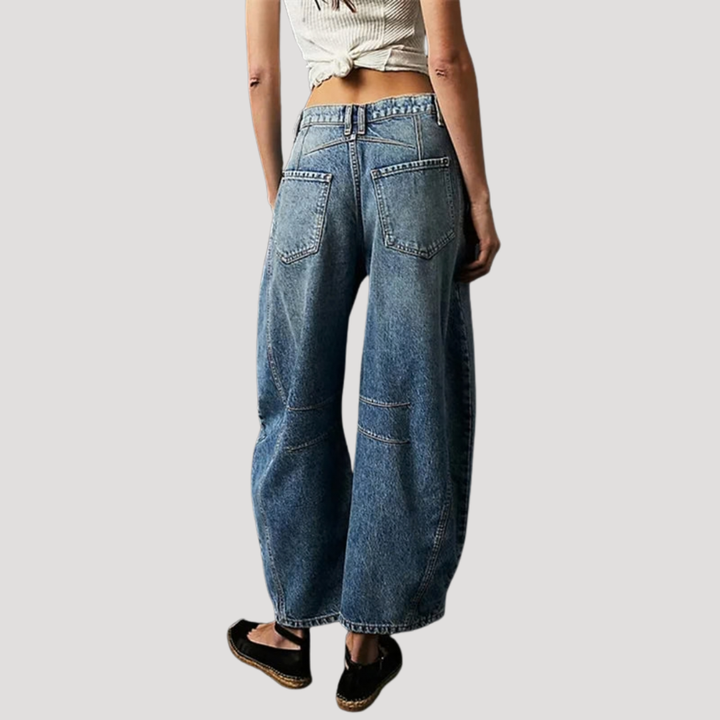 Isadora | Women's Leopard Print Barrel Leg Wide Jeans - Brown - Image 6