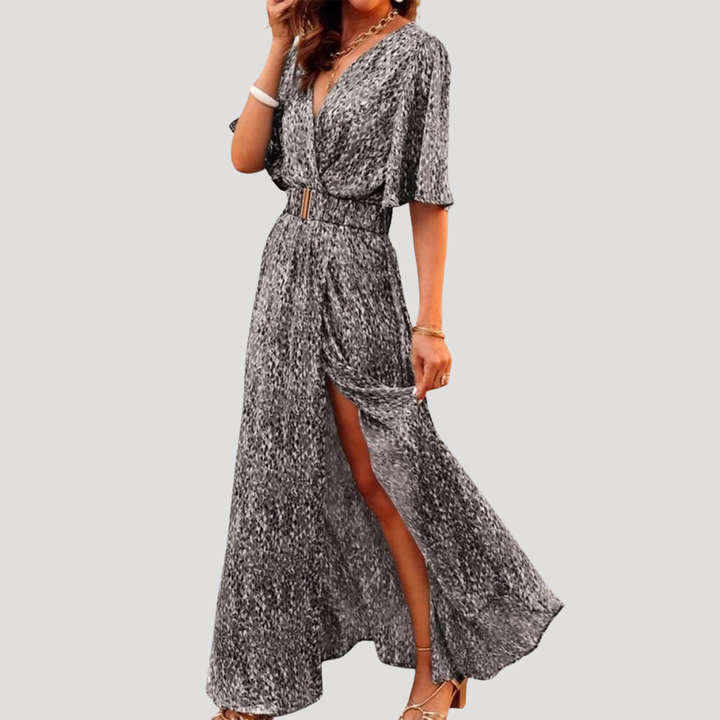 Isolde | Women's Printed Wrap Maxi Dress - Green - Image 2