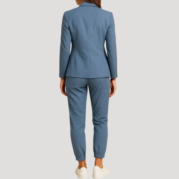 Julianna | Women's Tailored Blazer Trouser Set - Light Blue - Image 2
