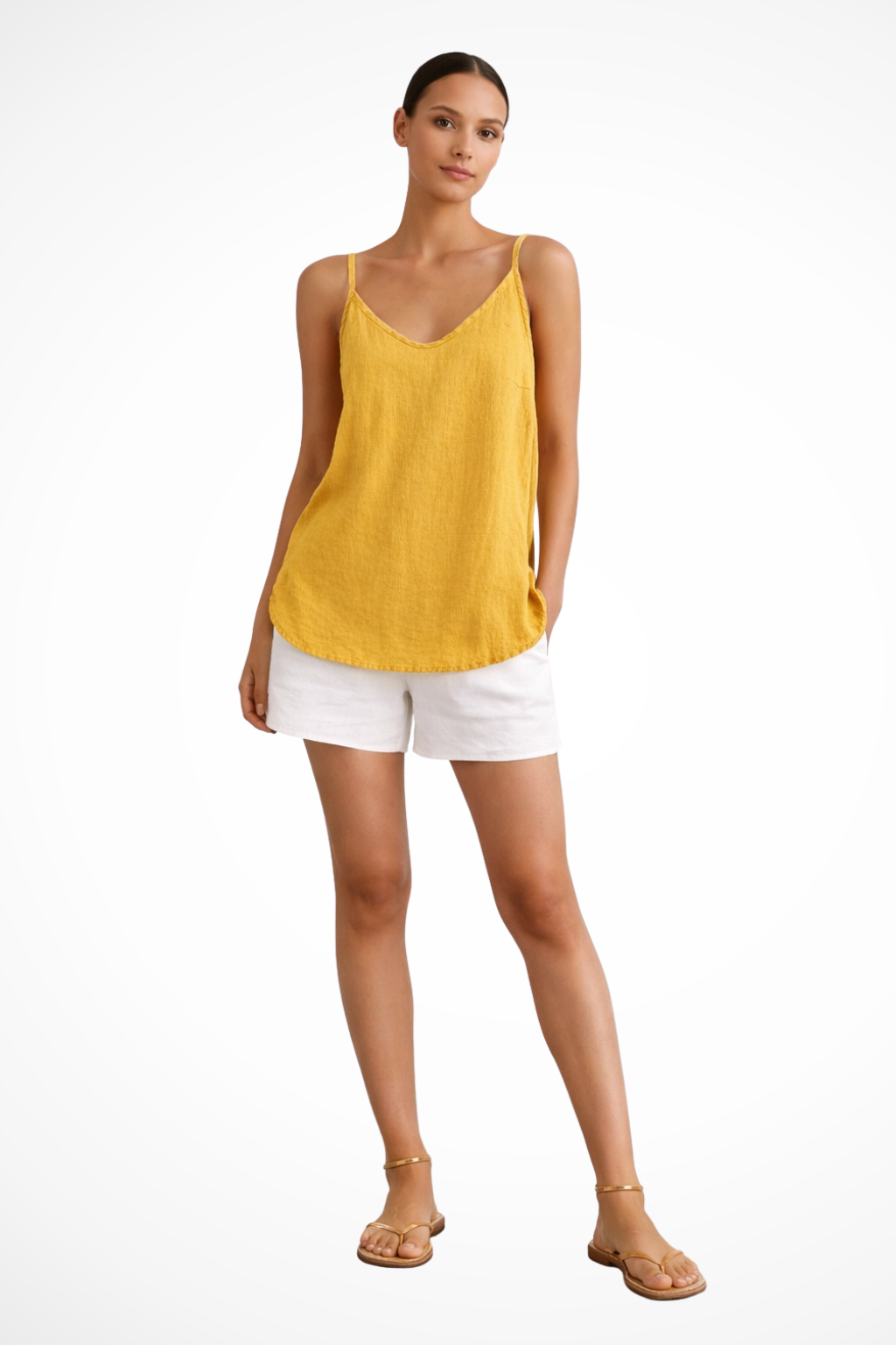 Julianna | Women's V-Neck Sleeveless Camisole - White - Image 3
