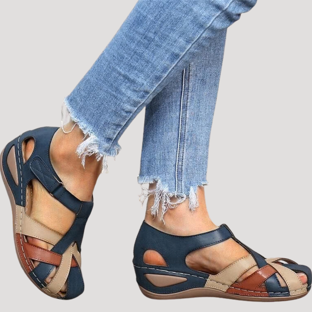 Juniper | Women's Closed Toe Woven Strap Sandals - Burgundy - Image 3