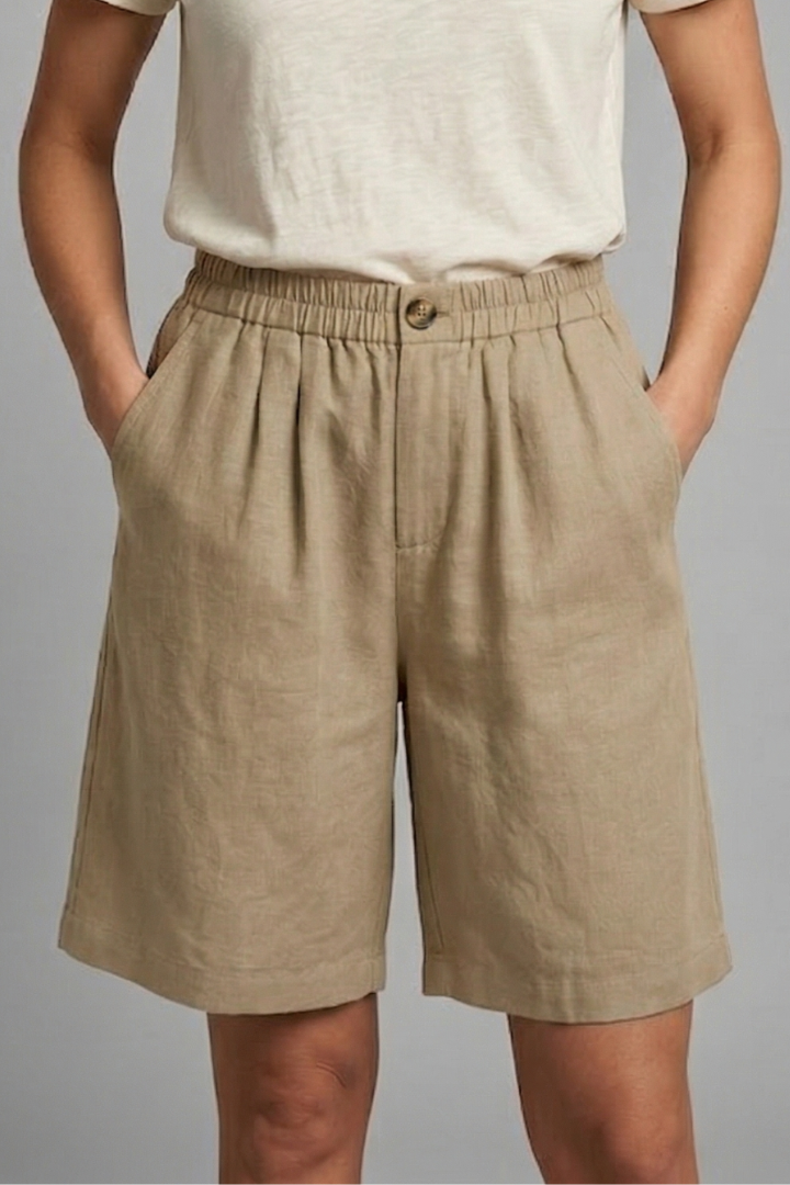 Juniper | Women's Elastic Waist Relaxed Fit Shorts - Green - Image 13