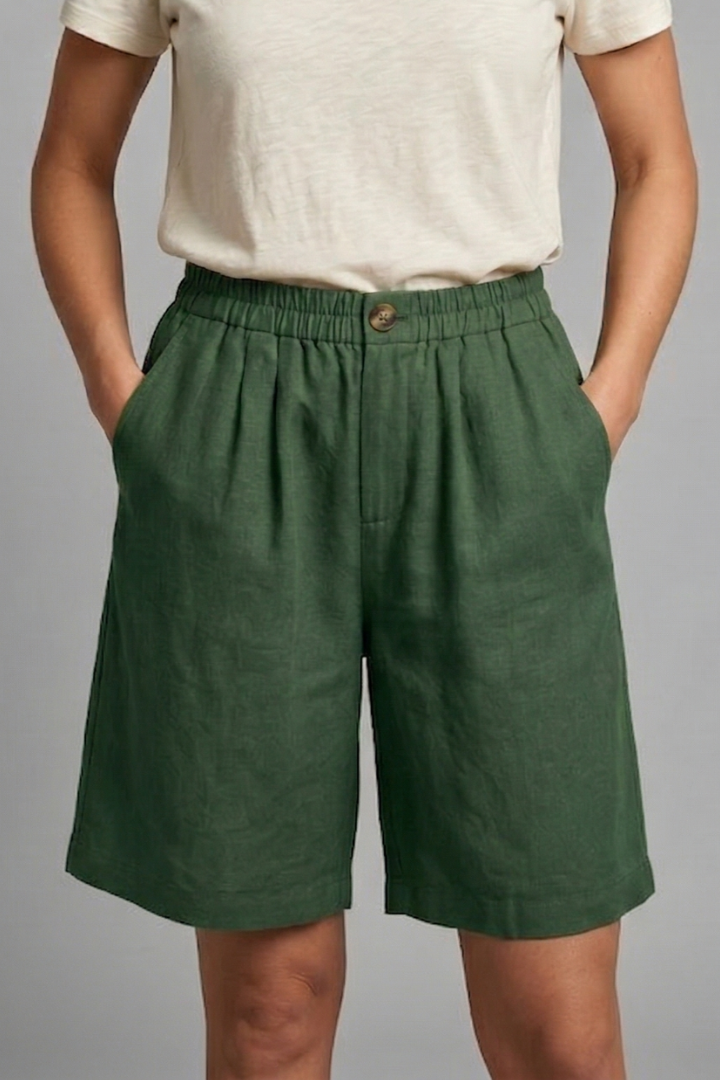 Juniper | Women's Elastic Waist Relaxed Fit Shorts - Green - Image 14