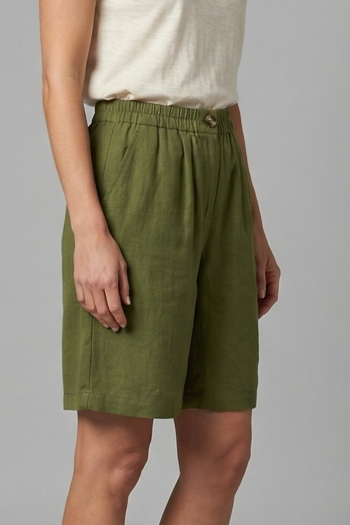 Juniper | Women's Elastic Waist Relaxed Fit Shorts - Green - Image 4