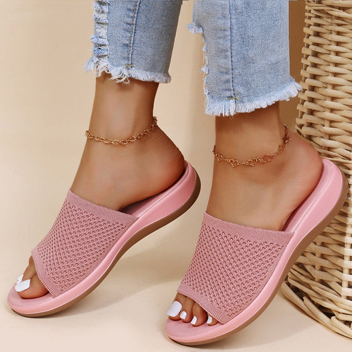 Kassidy | Women's Breathable Open Toe Summer Slides - Pink - Image 1