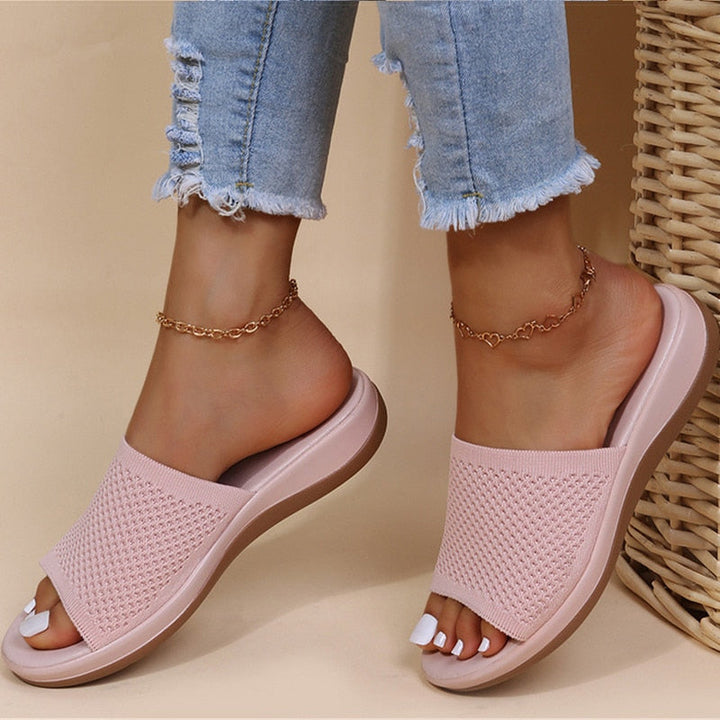 Kassidy | Women's Breathable Open Toe Summer Slides - Pink - Image 3