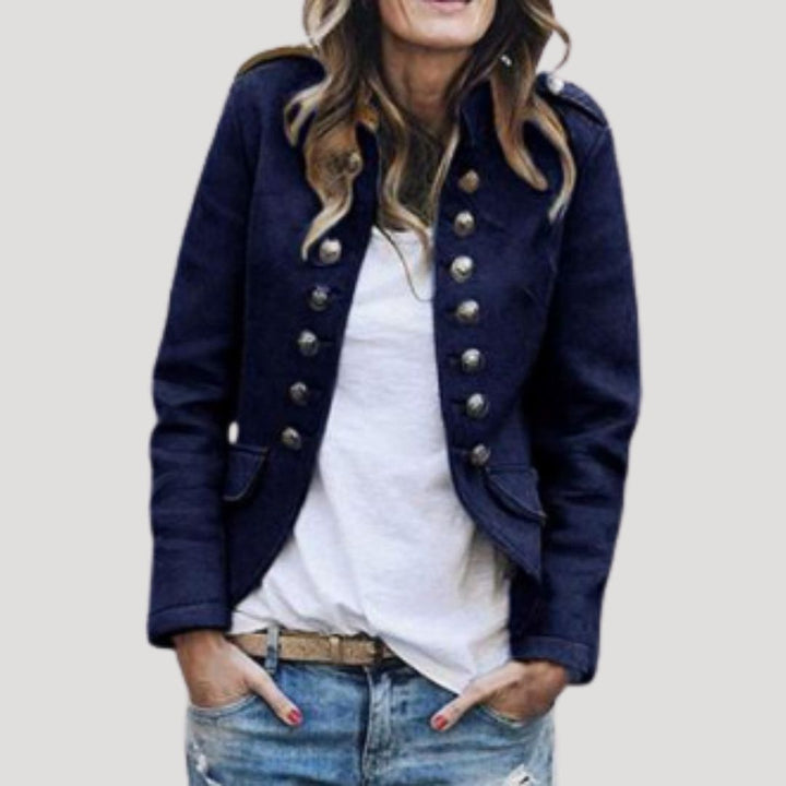 Kesia | Women's Double Breasted Military Cropped Jacket - Olive Green - Image 5