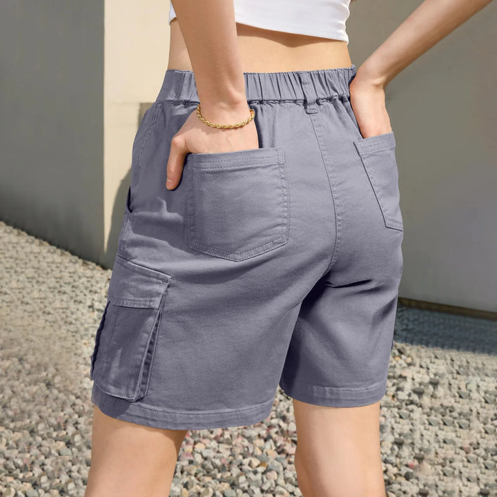 Kestrel | Women's High Waist Relaxed Fit Cargo Shorts - Grey - Image 3