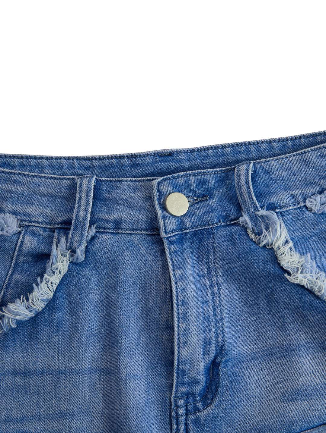 Kiera | Women's High Waist Fringe Mini Skirt - Light Blue - Image 8