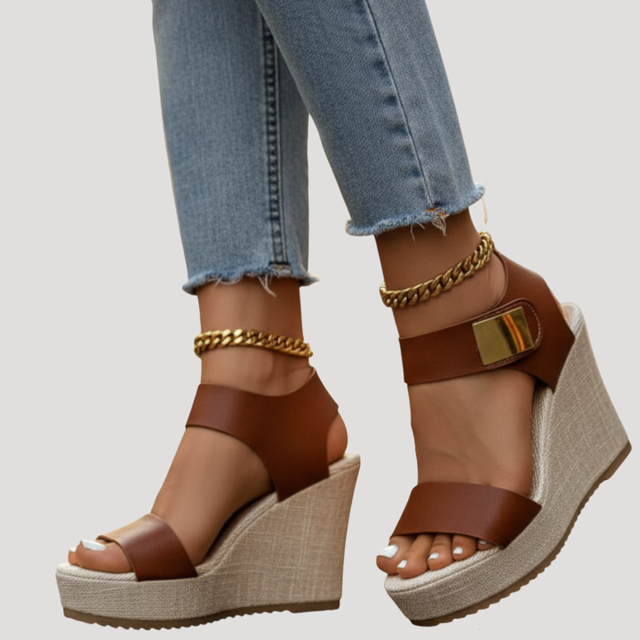 Lavinia | Women's Platform Wedge Ankle Strap Sandals - Black - Image 4