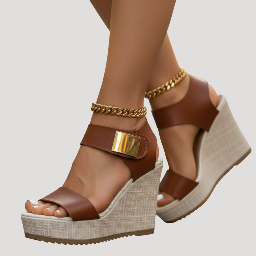 Lavinia | Women's Platform Wedge Ankle Strap Sandals - Black - Image 5