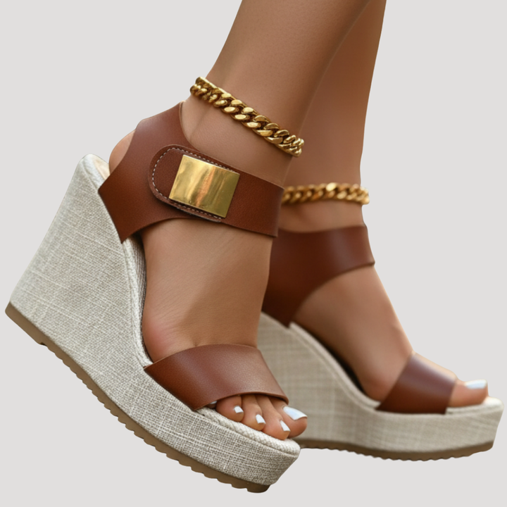 Lavinia | Women's Platform Wedge Ankle Strap Sandals - Black - Image 6