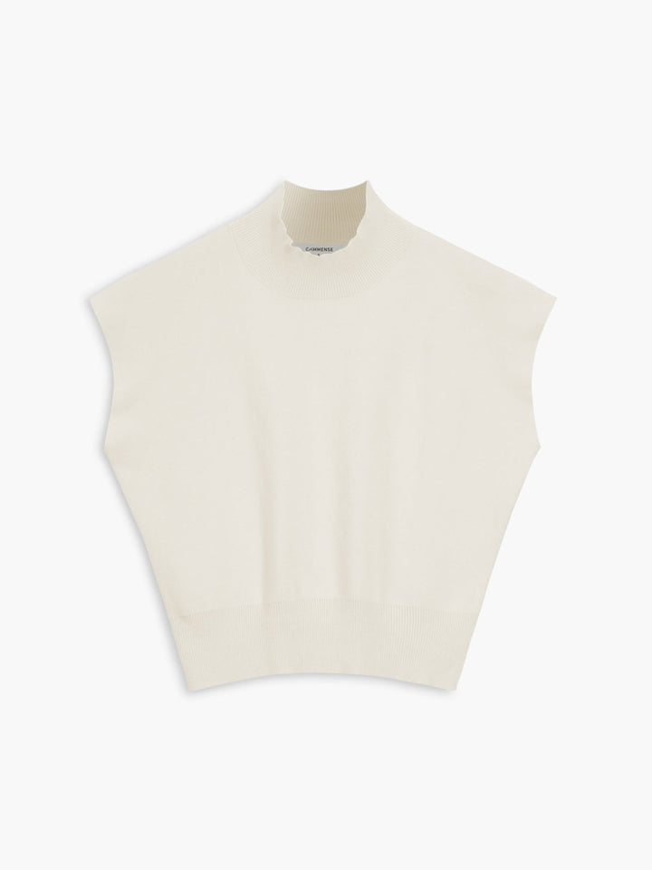 Noira | Women's Mock Neck Sleeveless Top Padded Shoulder Vest