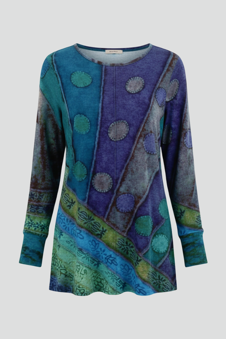 Lorelei | Women's Patchwork Long Sleeve Tunic - Image 1
