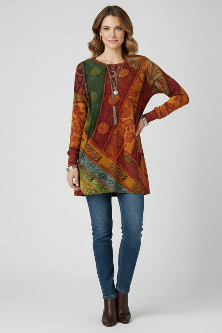 Lorelei | Women's Patchwork Long Sleeve Tunic - Image 6