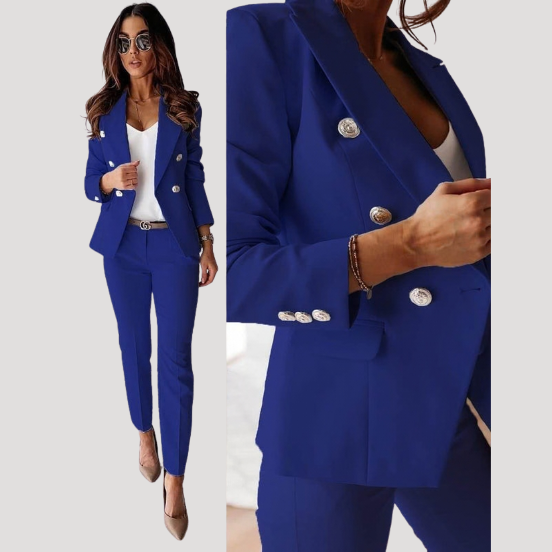 Loretta | Women's Double Breasted Blazer Pant Set - Black - Image 5