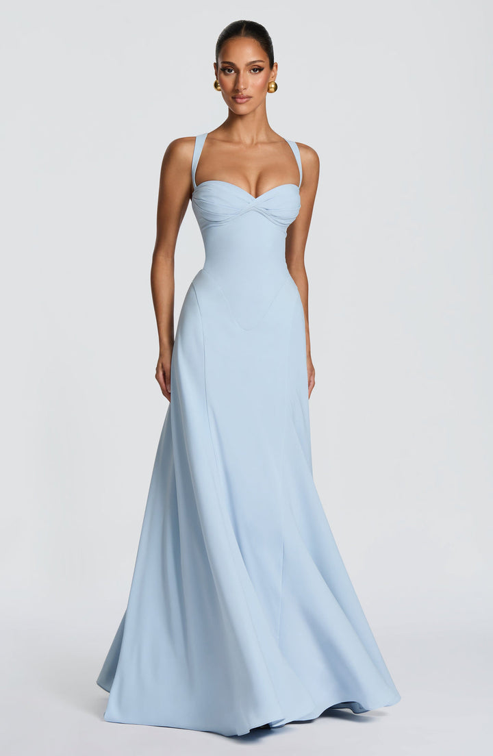 Loretta | Women's Sweetheart Neck Maxi Wedding Guest Dress - Yellow - Image 5
