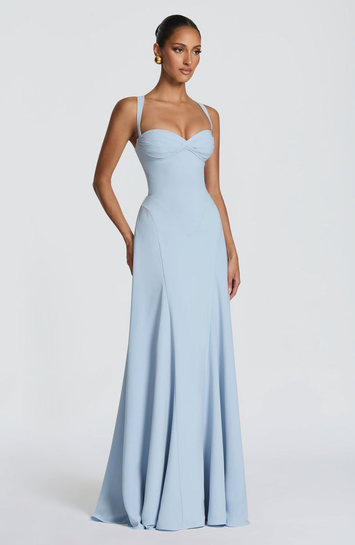 Loretta | Women's Sweetheart Neck Maxi Wedding Guest Dress - Yellow - Image 6
