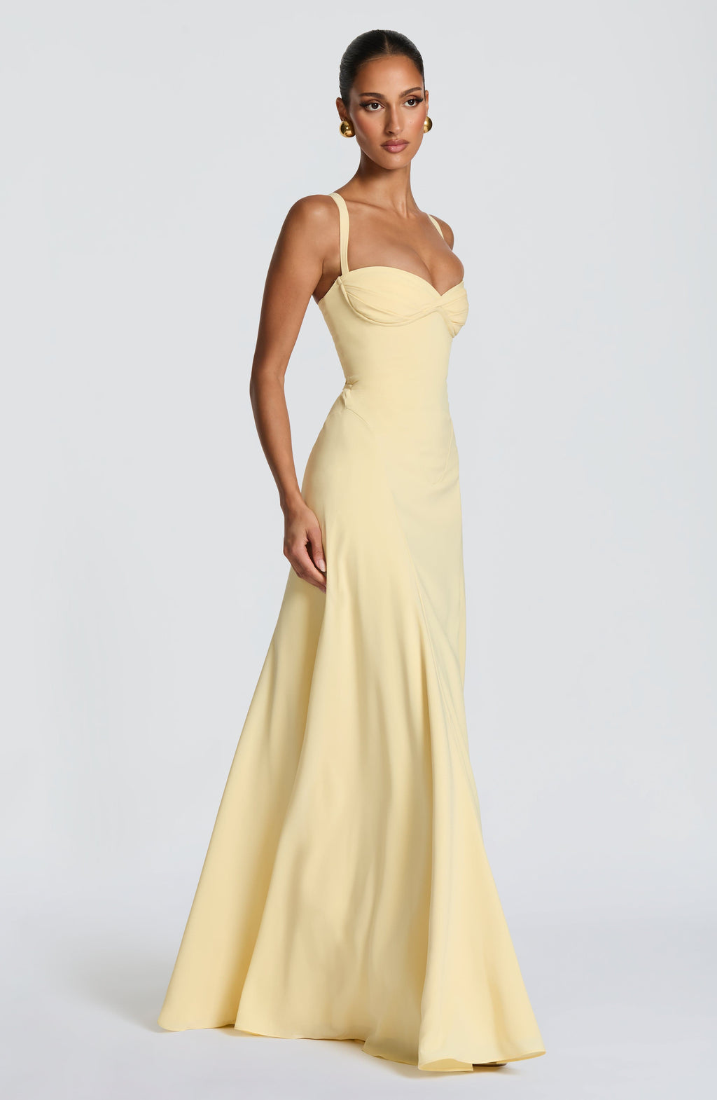 Loretta | Women's Sweetheart Neck Maxi Wedding Guest Dress - Yellow - Image 9