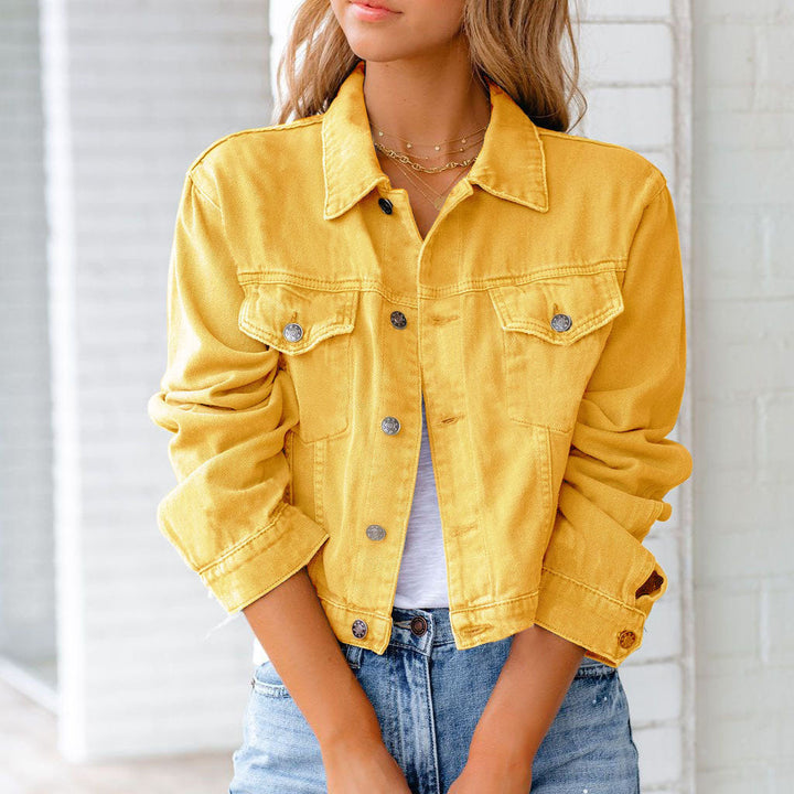 Lucinda | Women's Cropped Long Sleeve Jacket - Light Blue - Image 2