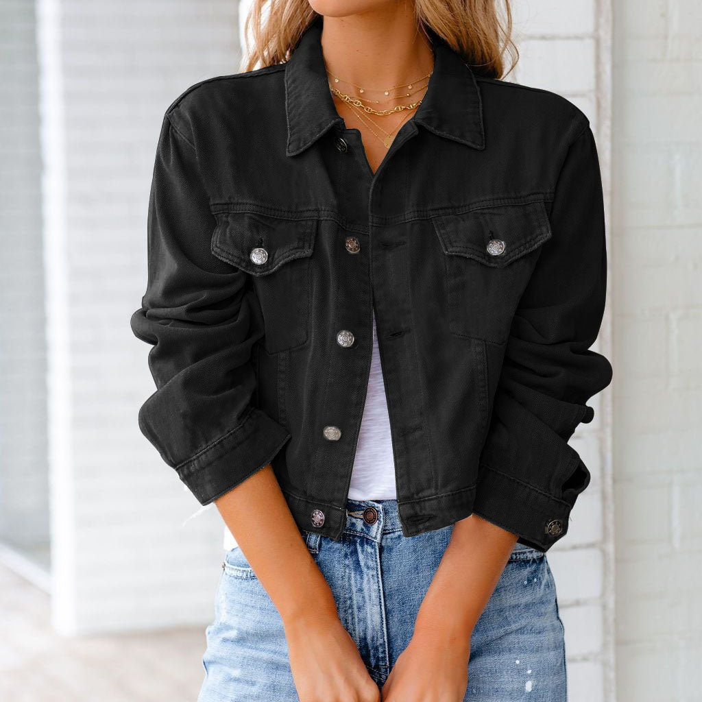 Lucinda | Women's Cropped Long Sleeve Jacket - Light Blue - Image 4