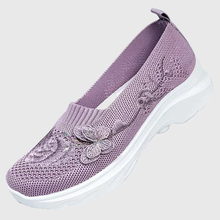 Lydia | Women's Butterfly Embroidered Slip On Sneakers - Black - Image 4