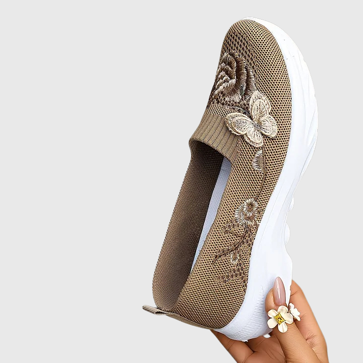 Lydia | Women's Butterfly Embroidered Slip On Sneakers - Black - Image 7
