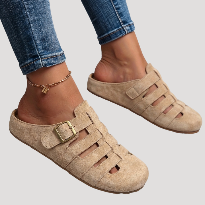 Lydia | Women's Closed Toe Buckle Clogs - Yellow - Image 2