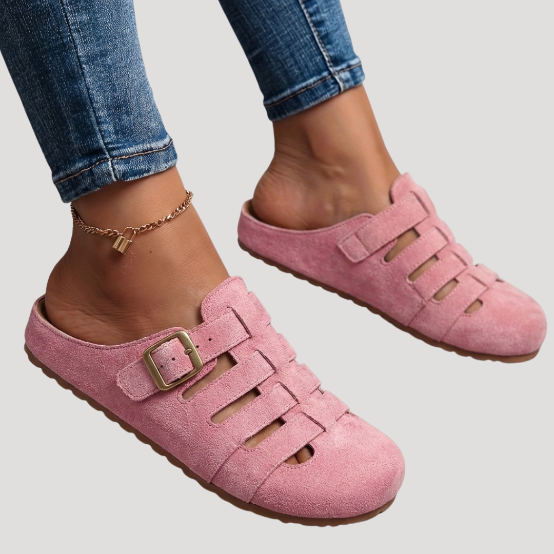Lydia | Women's Closed Toe Buckle Clogs - Yellow - Image 3