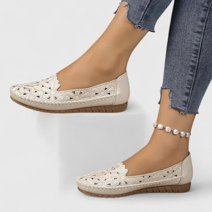 Lydia | Women's Perforated Slip On Flats - Image 4
