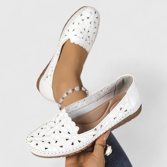 Lydia | Women's Perforated Slip On Flats - Image 6