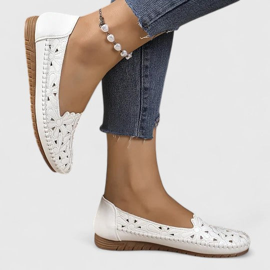 Lydia | Women's Perforated Slip On Flats - Image 9