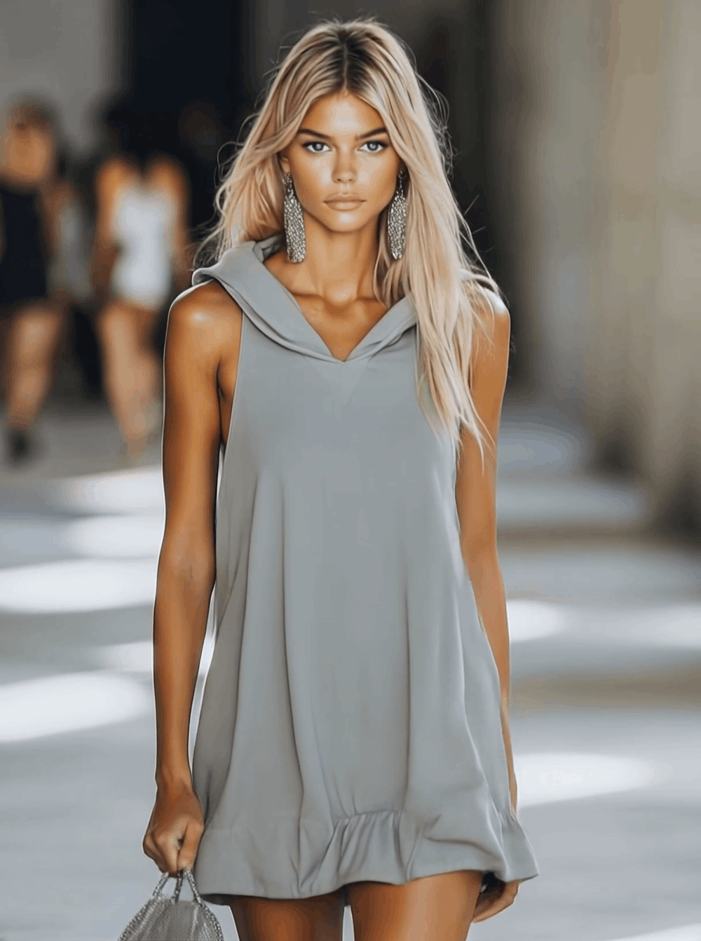 Lyralei | Women's Sleeveless Hooded Mini Dress - Grey - Image 2